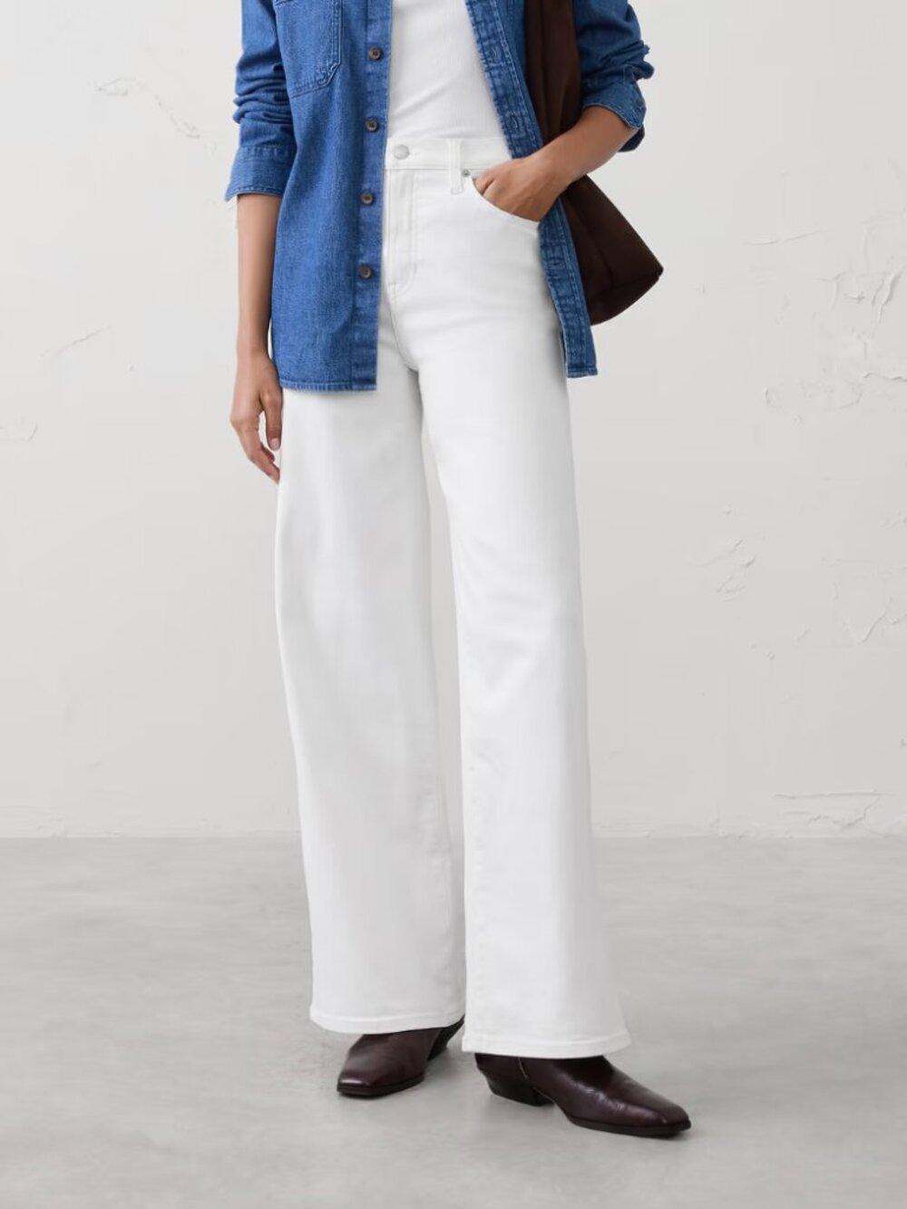 NWT Banana Republic Women's Size 30/10 White High Rise Wide Leg Jeans